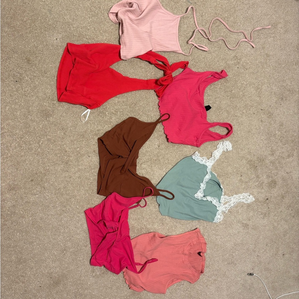 SHEIN Women's Crop Tops - Red, Pink, Brown, Green